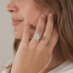 Custom 14K Solid Gold Oval Lab Grown <b>Diamond</b> Engagement <b>Ring</b> with Pave Accent Classic Delicate Bridal Anniversary <b>Ring</b> Wholesale - Product Image 4