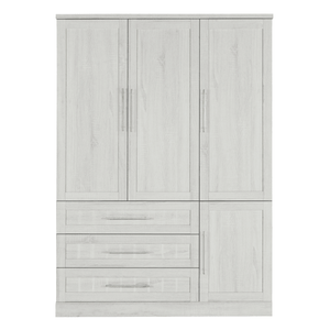 Armadio in Legno per Ufficio Domestico con 3 Cassetti per Vestiti, 4 Ante in MDF, Bianco - Product Image 6