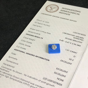 ใบรับรอง IGI เพชรเพาะเลี้ยงในห้องปฏิบัติการ HPHT CVD รูปทรงบริลเลียนต์ สี D ขนาด 0.5-5.00 กะรัต - Product Image 3