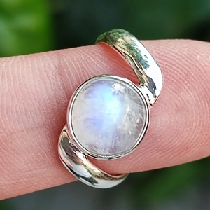 Rainbow Moonstone <b>Ring</b> 925 Sterling <b>Silver</b> Handmade <b>Statement</b> Promise <b>Ring</b> for Women Boho Round June Birthstone Jewelry - Product Image 3