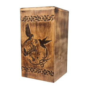 Elegant Design Wooden Urns for Funeral Ashes Mango Wood Urn Box with Birds Engraved <b>Pet</b> <b>Memorial</b> <b>Gift</b> Box for Online Sellers - Product Image 1