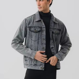 Custom Made Men's <b>Long</b> Stretch <b>Denim</b> <b>Jacket</b> Men Jean <b>Jacket</b> Cotton Blue Winter Plain <b>Denim</b> <b>Jacket</b> for Men Plus Size - Product Image 1