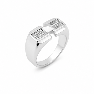 <b>925</b> Sterling <b>Silver</b> Geometric Micro Pave Cubic Zirconia <b>Ring</b> for Men Wedding Party Daily Wear High Polish Finish - Product Image 3