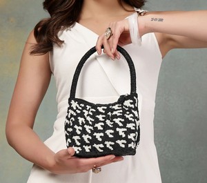 Luxury Handmade Black White Embroidered Zipper Clutch Bag Geometric Pattern Women's Evening Daily Use Purse Custom OEM Wholesale - Product Image 5