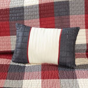 ชุดผ้าห่มลายก้างปลาเฮอร์ริงโบนสีแดงพร้อมหมอนโยนพิมพ์ลาย6ชิ้น - Product Image 4