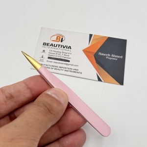 Light Pink Brow Tweezers Lightweight <b>Pointed</b> Tip Stainless Steel Eyebrow Tweezers Cosmetic <b>Tools</b> Custom Logo - Product Image 1