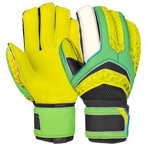 Gants de gardien de but de football WARPRO INDUSTRY, doigts entièrement couverts, respirants, attrape-balle puissant, cuir PU, vert jaune, antidérapants, ajustables - Product Image 1