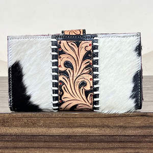 Cartera de Mano de Cuero Vacuno de Primera Calidad, Edición Limitada, con Diseño Floral Grabado 777 Jackpot, Estilo Western para Mujer - Product Image 6