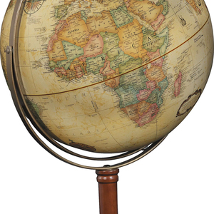 Globo Terráqueo de Estilo Vintage con Mapa Oceánico Beige Antiguo y Base de Madera Oscura - Product Image 1