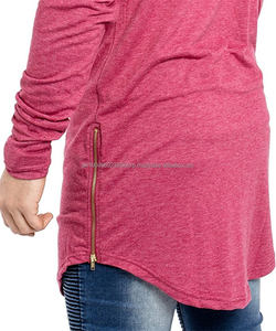 เสื้อยืดแขนสั้นแนวยาวแฟชั่นฮิปฮอปเสื้อยืดแนวสตรีทโค้งออกแบบได้ตามต้องการมีซิปด้านข้าง - Product Image 3