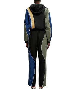 Conjunto Deportivo Casual de Invierno para Mujer, Chaqueta Cortavientos de Alta Calidad, Diseño de Bloques de Color Personalizado, 2 Piezas, Cierre Completo, Pantalones Jogger, 100% Nailon - Product Image 6