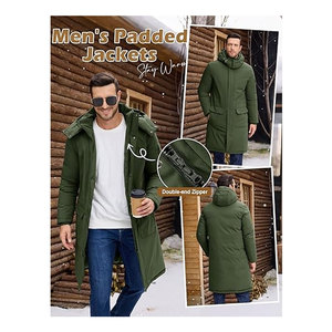 Manteaux d'hiver pour hommes, parka longue, doudoune matelassée, coupe-vent imperméable, veste isolante épaisse avec capuche, chaude et résistante au froid - Product Image 4