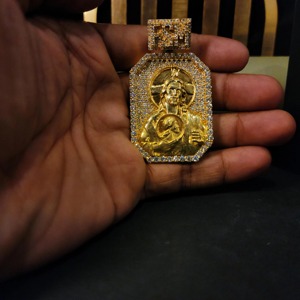 Iced Out Jesus Rectangular Pendant Hip Hop VVS Moissanite Pendant 925 <b>Silver</b> Gold Plated Pendant Two Tone Religious Pendant - Product Image 4