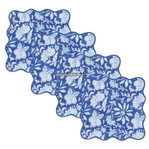 High Quality <b>Wood</b> <b>Block</b> Print Custom Table Scallop Napkin Hotel Restaurant Use <b>Wood</b> <b>Block</b> Print Colored 100% Cotton Made Premium - Product Image 1