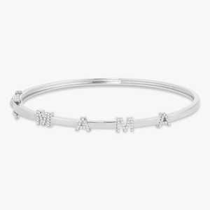 Lab Grown Diamond Mama Name <b>Cuff</b> Bangle <b>Bracelet</b> 14K Solid Gold Minimalist Elegant Luxury Mom <b>Bracelets</b> Custom Jewelry Wholesale - Product Image 3