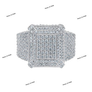 Moissanite <b>Silver</b> Rectangular Face <b>Ring</b> In 925 <b>Silver</b> With Stones For Bold Elegant <b>Statement</b> Fashion <b>Ring</b> Jewelry - Product Image 4