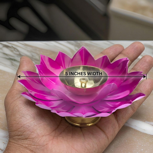 Purple Lotus Flower Diya Candle Holder Decorative <b>Oil</b> <b>Lamp</b> Indian Lotus Candle Stand Traditional Home Decor Festival Ornament - Product Image 5