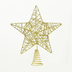 Décoration de sapin de Noël en forme d'étoile, en métal, finition dorée, pour décorations de Noël - Product Image 6