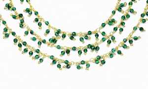 Chaîne de chapelet en perles de cristal vert émeraude, plaquée or, faite à la main, imitation antique, motif animalier, pour la fabrication de bijoux, vente en gros - Product Image 3