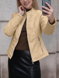 Veste de motard en similicuir pour femme, coupe ajustée, style bomber, vente en gros OEM - Product Image 2