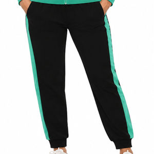 Conjunto Deportivo para Mujer en Bloques de Color Verde, Chaqueta con Cierre y Cuello Alto, Pantalones Jogger de Manga Larga - Product Image 4