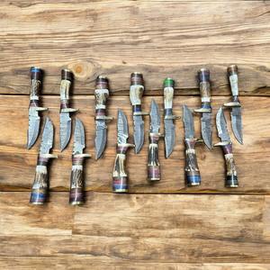 Lot de 20 couteaux de chasse en acier Damas en gros |   Couteau à lame fixe fait main, offre spéciale avec étuis en cuir pour camping en plein air 2025 - Product Image 2