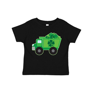 Camiseta Infantil de Manga Corta con Estampado de Trébol y Diseño de Camión de Juguete, Cuello Redondo, Estilo Casual, 100% Algodón Jersey - Product Image 5