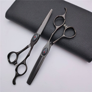 Black <b>Barber</b> Scissor <b>Set</b> Custom Brand Professional Hairdresser Shears Thinning Scissors Kit Salon <b>Barber</b> Shop Cutting Tools - Product Image 1