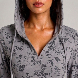 Combinaison pour femme de qualité supérieure, décontractée, à capuche, en polyester/coton, à manches longues, en tissu extensible, à motifs, douce au toucher, confortable - Product Image 4