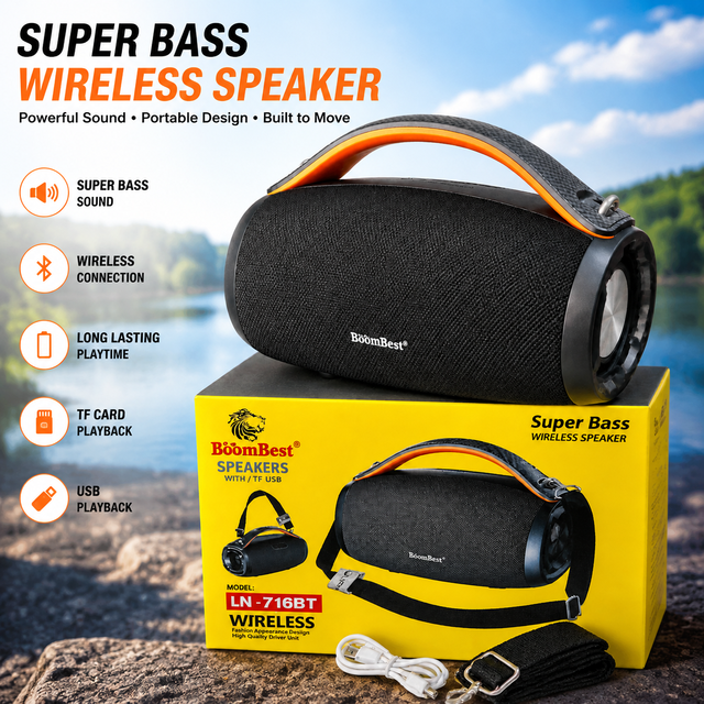 Boombest LN716BT Portable  Speaker Heavy Bass High Volume Outdoor Party Boombox Shoulder Strap Wholesale Hot Selling in Africa