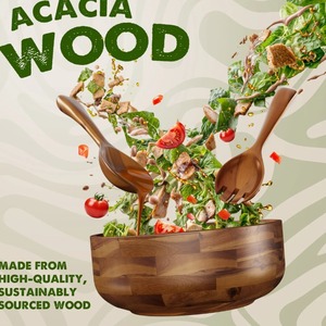 Round Wooden Salad Bowl Decorative Fruit and Serving Bowl for Home <b>Kitchen</b> Tableware At Wholesale Price - Product Image 4