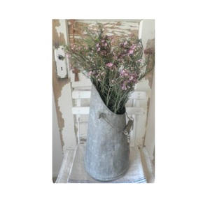 Maceta de hierro galvanizado al por mayor, estilo antiguo, jarrón metálico alto para plantas artificiales y flores secas, para jardín e interiores. - Product Image 1