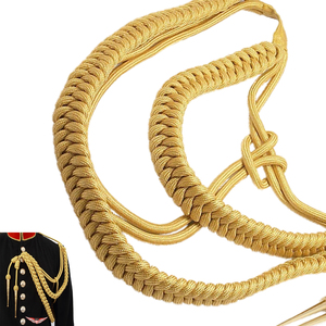 Aiguillette uniforme dorée tressée métallique, cordon doré, Aiguillette britannique, tresse métallique dorée pour vêtement - Product Image 3