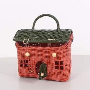 Sac enfant mignon en forme de maison, panier à poignée en rotin tressé de haute qualité, paniers pour enfants à prix abordable - Product Image 4
