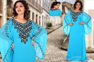 Abaya Marroquí Kaftan Informal Antiestática Musulmana Tradicional Hecha a Mano con Cuentas de Piedra, Vestido Maxi, Talla Personalizable, Nuevo Diseño 2026 - Product Image 4