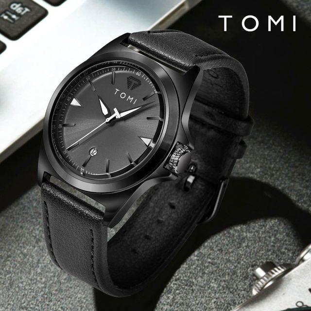 TOMI T041 Hot Simple Design Men's Business Quartz Watch Glass Dial Leather Band Wristwatch Factory Price Fashion Watch for Male