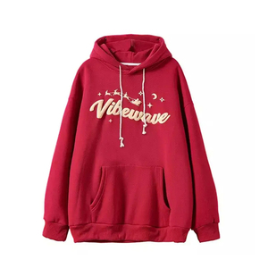 Sweat-shirt à capuche rouge en coton et polyester pour l'hiver, logo en relief, impression 3D personnalisée, sweat-shirt en polaire pour homme, OEM - Product Image 1