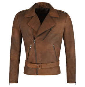Custom 100% Genuine Dirty Brown Buff Leather <b>Men</b>’s TENET Movie Film Inspired <b>Jacket</b> OEM/ODM Wholesale Classic Style YKK Zipper - Product Image 1