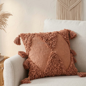 Multi Tassel Tufted Cushion Cover Modern Tribal Textured Pillow Case Indian Wholesale Tufted Bohemian Pillowslip <b>Sofa</b> <b>Bed</b> Decor - Product Image 5