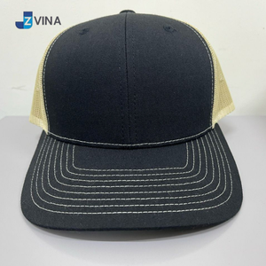 Gorra Trucker Negra Básica de Alta Calidad con Logotipo Personalizado, Malla Frontal Color Caqui, 6 Paneles, Ajustable, Unisex, Informal, Hecha en Vietnam - Product Image 1