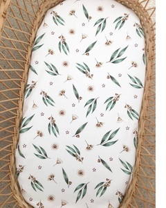 100% sábana de Moisés de algodón orgánico puro súper suave lavable a máquina diseño de hojas florales muselina ropa de cama ajustada para niños - Product Image 3