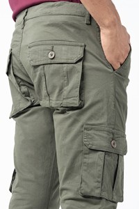 Pantalon cargo à jambes larges en coton 100% imperméable Smart Fit avec taille élastique - Product Image 3
