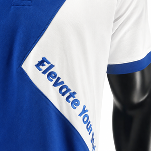 เสื้อโปโลผู้ชายสีตัดต่อแบบกำหนดเอง 220 GSM PQ ผ้ารังผึ้ง 60% คอตตอน 40% โพลีเอสเตอร์รีไซเคิล คอและปลายแขนเสื้อแบบริบ OEM เสื้อโปโลสำหรับเล่นกีฬา - Product Image 3
