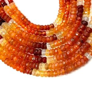 Cuentas facetadas de ópalo de fuego mexicano, cuentas de ópalo de fuego mexicano de alta calidad, cuentas de ópalo facetadas cortadas a máquina, cuentas de ópalo de 6x8 mm - Product Image 2