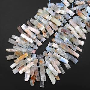 Cuentas de Aguamarina Natural Estilo Cleopatra, Rectangulares de Forma Libre con Punta, Hilo de Gemas para Fabricación de Joyas al por Mayor - Product Image 4