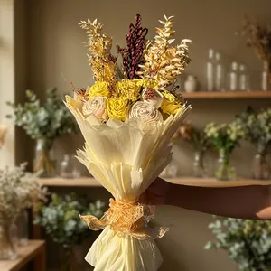 Ramo de Rosas Secas para Decoración de Bodas, Arreglo Floral Amarillo Beige, Adorno para Mesa de Eventos - Product Image 2
