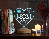 Veilleuse en bois pour la fête des Mères - Design animalier 3D style art populaire - Cadeau décoratif pour les femmes - Décoration LED pour la maison