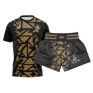 Wholesale Custom Print Design Short Sleeve <b>Boxing</b> Uniform Custom 100%Polyester Fiber Fighting Muay Thai <b>Shirt</b> & Short Set Strech - Product Image 1