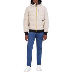 Men's Solid for Coated ODM Hooded Puffer <b>Jacket</b> Zipper Closure Windproof Casual Autumn Wear Polyester Wadding Filling Regular - Product Image 4