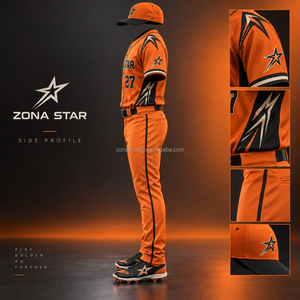 ZONA STAR Ensemble Maillot et Pantalon de Baseball Personnalisé pour Homme, Sublimé, Orange et Noir, en Polyester Respirant, OEM, avec Coutures Thermocollées Sans Soudure - Product Image 3